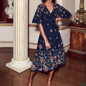 NWT Boden Emilie Dress - floral, flutter sleeve, midi length